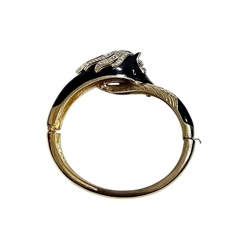 Panetta Rare Swarovski Rhinestone Horse head and Enamel Vintage Costume Bracelet - Picture 9 of 16